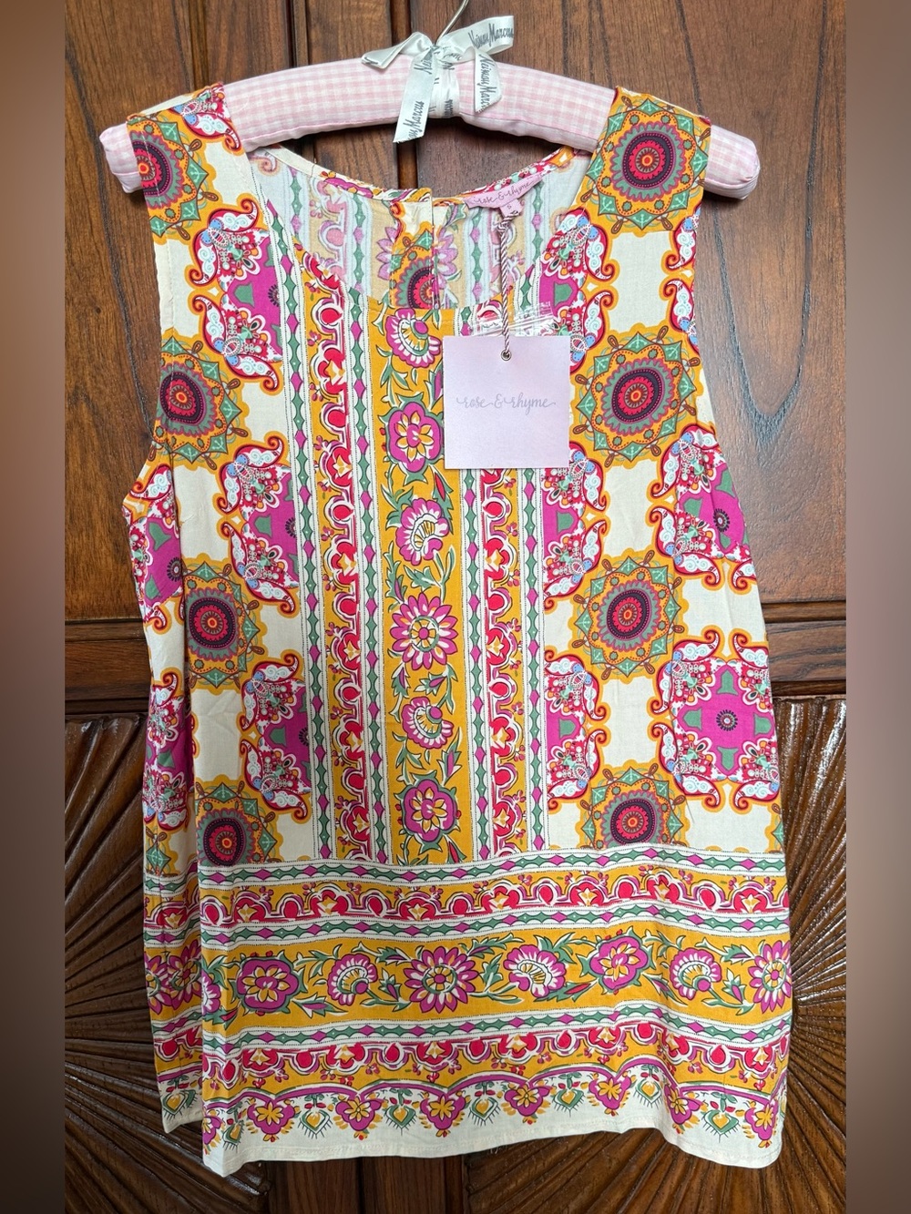 NWT Rose & Rhyme Floral Paisley Sleeveless Blouse Button Back Top-Size S